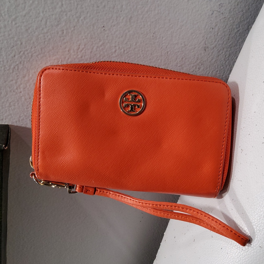 Tory Burch Orange Small Wristlet - Picture 1 of 13